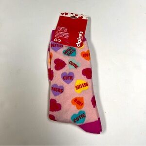 Claires Valentine Conversation Crew Sock.
